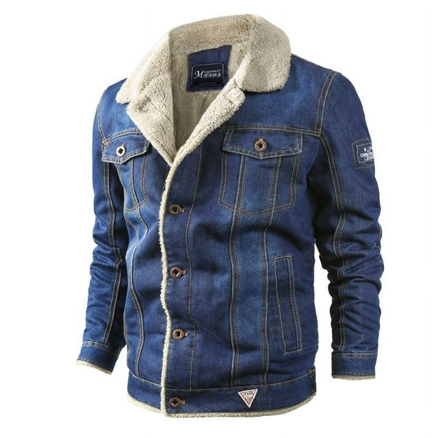 Veste en Denim pour Hommes Surdimensionnée Doublée de Velours, Coupe Ample, Automne Hiver