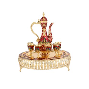 veasfak Ensemble de Tasse à Café Turc et Théière Arts et Artisanat pour Salon Fête du Thé à la Maison Rouge