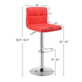thumbnail image 2 of Costway Set of 2 Bar Stools Adjustable Swivel Kitchen Counter Bar Chair PU Leather Red, 2 of 10