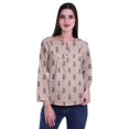 thumbnail image 1 of Moomaya Printed Button Placket Full Sleeve Top Round Neck WoMen's Casual Summer Tunic, 1 of 5