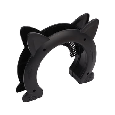 Porte pour Chat d'Intérieur, Assemblage Facile, Conception Silencieuse, Porte Intérieure Professionnelle pour Chat en Grand ABS avec Brosse de Toilettage pour Chats, Noir