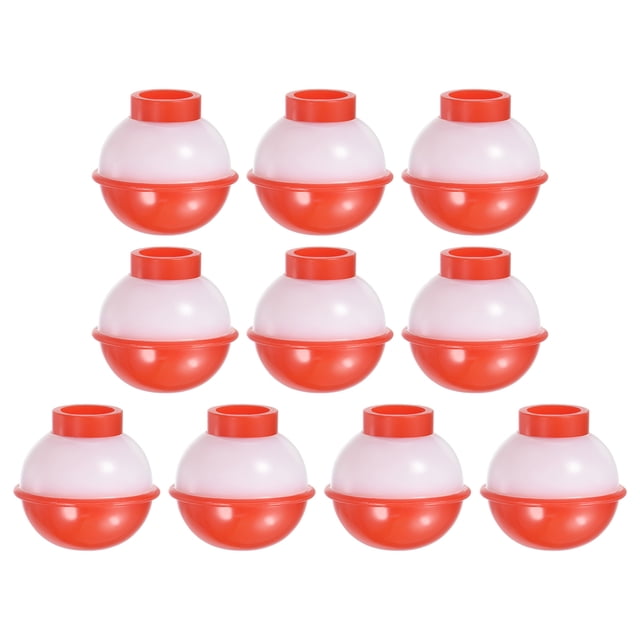 Unique Bargains 0.75 Inch Fishing Bobbers, Plastic Push Button Round Fishing Float, Red and White 10 Pack