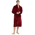 thumbnail image 2 of U2SKIIN Mens Fleece Robe, Soft Warm Long Plush Shawl Collar Fleece Bathrobe,(Dark Red,S-M), 2 of 5