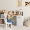 thumbnail image 2 of Qaba Ensemble Bureau et Chaise pour Enfants, Ensemble Table d'Étude et Chaise avec Rangement, Blanc, 2 of 10