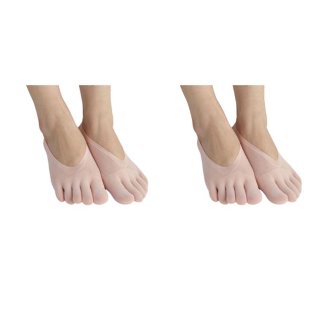 stanreset Polyester Low-Cut Liners Socks Women Adore Feet Happy All Day Long General Size Toe Socks Pink 2Set