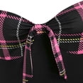 thumbnail image 4 of Women‘s Spring Autumn Patchwork Dress Long Sleeve Square Neck Plaid Zipper A-Line Dress, 4 of 5