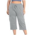 thumbnail image 4 of Plebaso Women's Plus Size Capri Pants Drawstring Cropped Lounge Sweat Pants Casual Wide Leg Cargo Capris, 4 of 7