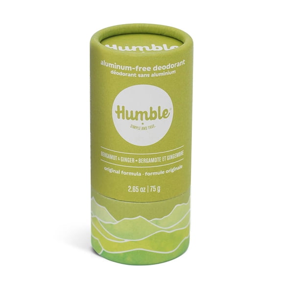 HUMBLE BRANDS Original Formula, Plastic-Free, Aluminum-free Deodorant Long Lasting Odor Control with Baking Soda and Essential Oils, Bergamot & Ginger
