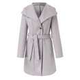 thumbnail image 1 of WEIYLL Womens Fleece Jackets Double Mid Long Trench Belt Solid Color Grey Cold Weather Tops Size 2XL, 1 of 5