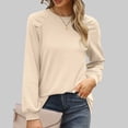 thumbnail image 2 of Timegard Hauts pour Femmes Manches Longues Col Rond T-Shirts Décontractés Confortables Couleur Unie Blouses Basiques, 2 of 7