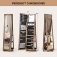 thumbnail image 4 of Giantex 360° Rotating Jewelry Cabinet, Freestanding Organizer w/Full-Length Mirror & Rear Shelves, Brown, 4 of 9