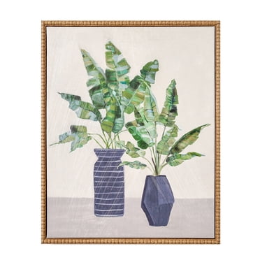 Crystal Art Gallery CA Green Banana Leaf Framed Wall Art Décor, Botanical Home Decoration, 16"x20"
