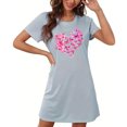 thumbnail image 4 of Mrat Pantalon de Pyjama pour Femmes, Chemise de Nuit Courte Surdimensionnée pour Femmes, Mode, Imprimé sur la Poitrine, Robe de Nuit à Manches Courtes, P-87 Bleu G, 4 of 7