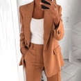 thumbnail image 2 of PEZHADA Économies d'Automne Blazer pour Femme Froncé à Manches Longues Ouvert à l'Avant Veste Décontractée Affaires Travail Bureau Blazers avec Poches Brun, 2 of 3