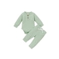 thumbnail image 2 of Gupgi Ensemble 2 Pcs pour Tout-Petit, Barboteuse à Manches Longues à Col Henley + Pantalon Décontracté, 2 of 8