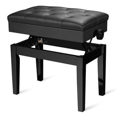 Yescom Banc de Piano Noir à Hauteur Réglable, Siège de Rangement pour Clavier Rembourré en Cuir PU