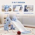 thumbnail image 4 of Qaba Kids Slide with Climber and Basketball Hoop, 3 in 1 Baby Slide, Blue, 4 of 10