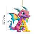 thumbnail image 3 of Fridja Personalized Dinosaur Christmas Ornament 26 Letters Hanging Pendant Ornaments 2024 Plastic Initial Monogram Xmas Tree Decorations with Hanging Rope Unique Customized Fun Gift for Kids (A), 3 of 4