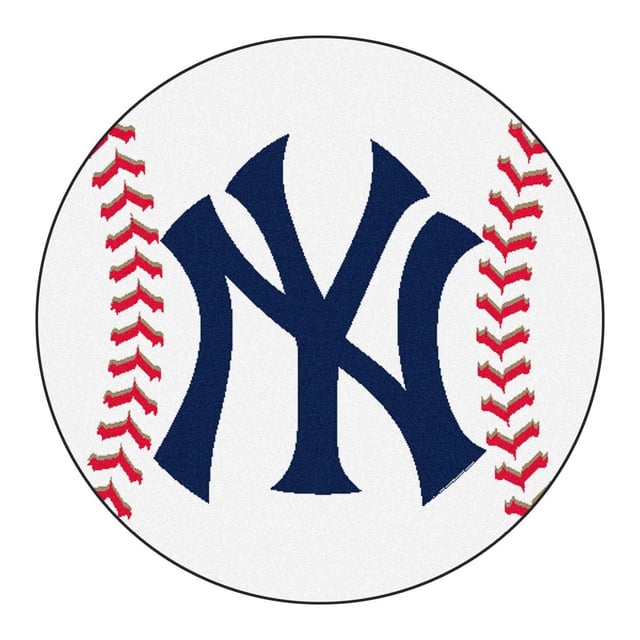 Fanmats MLB Yankees de New York Tapis de Baseball de 27 Pouces de Diamètre, avec un logo des New Yorkees Bleu Marine Centré sur un Motif de Baseball Blanc avec Surpiqûres Rouges, Fait de Tapis 100 % nylon et d'Un Endos en Vinyle Recyclé Antidérapant, Idéal pour les Entrées Ou à Côté des Lits.