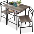 thumbnail image 1 of Best Choice Products 3-Piece Modern Dining Set, Square Table & Chairs Set w/ Steel Frame, Storage Rack - Gray/Black, 1 of 7