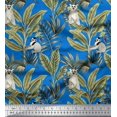 thumbnail image 1 of Soimoi Modal Satin Fabric Leaves & Lemur Animal Print Sewing Fabric Yard 42 Inch Wide, 1 of 3