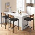 thumbnail image 2 of EastVita Bar Stools Set of 2, Upholstered Bar Chairs with Back, 25.5 Inches Kitchen Bar Stools with Footrest, Thick Cushion, Counter Height Barstools for Island, Counter Bar, 2 of 5