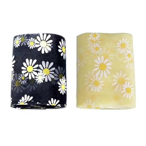 GUOOL chiwanji 2pcs 5.5yd Lace Flower ​ Sewing Tulle Net Applique DIY Yellow+Black