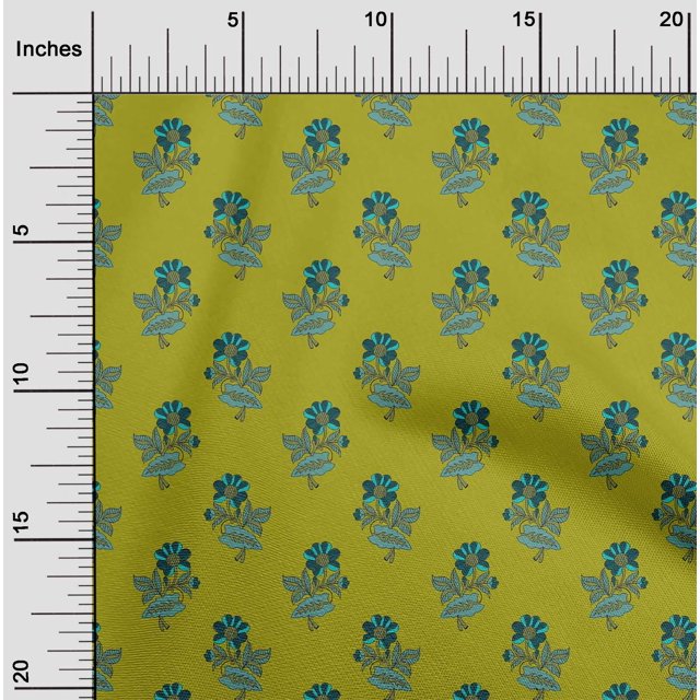 oneOone Polyester Lycra Fabric Leaves & Floral Block Print Sewing Fabric BTY 56 Inch Wide