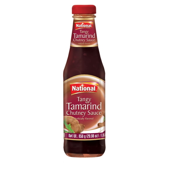 National Foods Tangy Tamarind Chutney 29.98 oz (850g) | Traditional & Spicy | Condiment for Dipping & Topping | Premium Glass Bottle