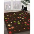 thumbnail image 3 of Ahgly Company Tapis d'Intérieur Ronds Transitionnels Noirs et Bruns Lavables à la Machine, 8 Pieds Rond, 3 of 7