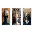 thumbnail image 2 of Designart "Futuristic Fashion Sci-Fi Woman Portrait II" Surrealism Framed Wall Art Set Of 3 - Blue Transitional Frame Canvas Set For Living Room Decor, 2 of 6