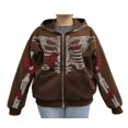thumbnail image 1 of Femmes Y2K Zip Up Sweat à Capuche Casual Skeleton Graphique Sweat à Capuche Veste à Manches Longues avec Poches, 1 of 2
