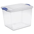 thumbnail image 1 of Sterilite 26 Liter Latch Box, Small Clear Plastic Storage Bin with Lid, Blue Latch, 1 of 6