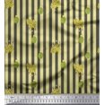 thumbnail image 1 of Soimoi Gray Poly Georgette Fabric Cactus & Stripe Printed Fabric 1 Yard 52 Inch Wide, 1 of 5