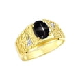 thumbnail image 3 of RYLOS Men's Rings 14K Yellow Gold Designer Nugget Ring Oval 9X7MM Gemstone &  Diamonds  Black Star Sapphire Birthstone Rings For Man Size 11, 3 of 7