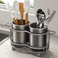 thumbnail image 1 of Fridja Clearance Kitchen Countertop Tool Stand Knife and Spoon Drying Rack Hygienic Kitchen Tool Caddy Stainless Steel Cutlery organizer, 1 of 6
