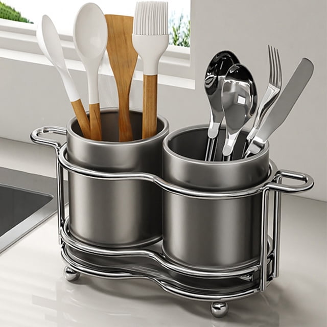 Fridja Clearance Kitchen Countertop Tool Stand Knife and Spoon Drying Rack Hygienic Kitchen Tool Caddy Stainless Steel Cutlery organizer