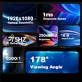 thumbnail image 4 of Riwcyla Desktop 24in High Clear 16:9 IPS Panel 250cd/m2 Ultra Thin LED Compatible with Eye Care Desktop with 1920x1080 Resolution 75HZ 1ms Response Time VGA and Interface, 4 of 6