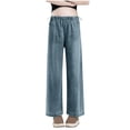 thumbnail image 1 of Straight Leg Jeans for Women Side Drawstring Pocket Cropped Casual Maternity, 1 of 6