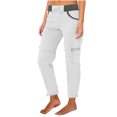 thumbnail image 1 of Jsaierl Womens Casual Loose Cargo Pants Elastic Waist Drawstring Plus Size Pants Comfy Adjustable Leg Opening Straight Leg Pants with Pockets, 1 of 6