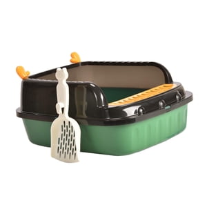 Tachiuwa Cat Litter Basin Cat Sable Box Durable Kitten Toilettes Ouvert Top Pet Litter Tray Green M