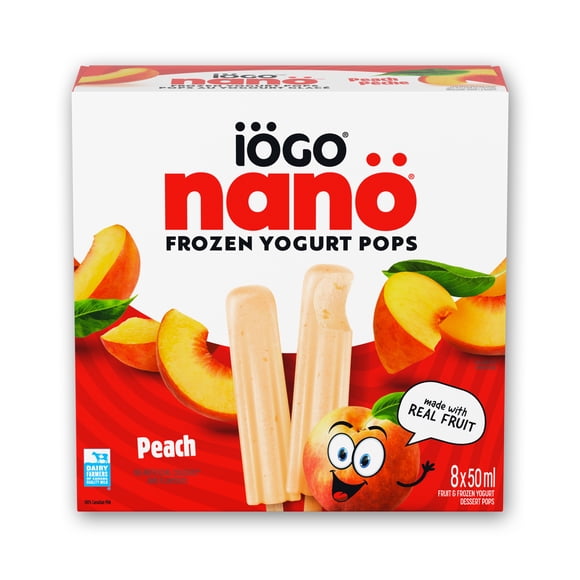 IÖGO Nano Pops au yog. glacé, Pêche, vrais fruits et prod. lait., 50 cal. 8 x 50 ml