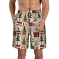 thumbnail image 1 of Sikiie Rustic Plaid Forest Lodge Print Men's Beach Shorts, High Elastic Quick-drying Shorts - with Drawstring and Slip Pockets, Suitable for Beach, Sports, Vacation-X-Large, 1 of 6