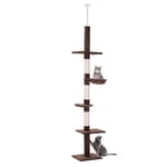 8.5ft Arbre d'escalade du chat 5-Tier Centre d'activités Kitty avec Craquanting Post Brown et White
