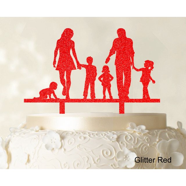 Personalized Family Cake Topper Custom Silhouette Wedding Cake Topper Cake Decorations Option Available 6-7 Inches Wide