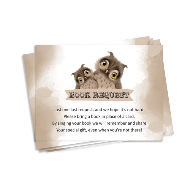Inkdotpot 30 Books For Baby Shower Request Cards Bring A Book Instead Of A Card Owl Bird Baby Shower Invitations Inserts Games