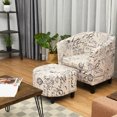 thumbnail image 2 of Costway Baril d'Accent Moderne Baignoire Rembourré Chaise Imprimé Français W / Pouf, 2 of 10