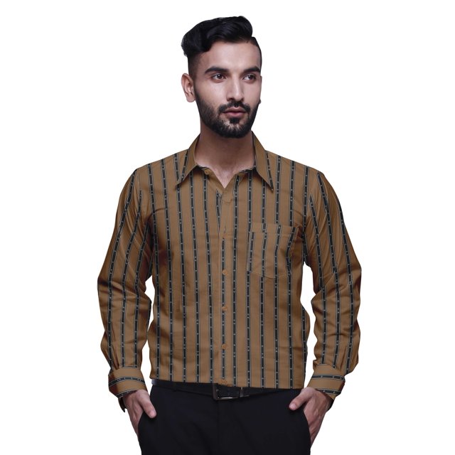 BESTMAN Cotton Formal Shirts For Men Slim Fit Printed Full Sleeve Shirts For Men