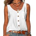thumbnail image 2 of Fridja Womens Solid Color V-neck Button Vest Casual Loose Sleeveless Pocket Blouses, 2 of 5