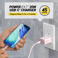 thumbnail image 4 of Scosche PowerVolt 20W Power Delivery Pink USB-C Fast Charger & 6FT USB-C Braided Cable SH20CC6C7-SP, 4 of 7